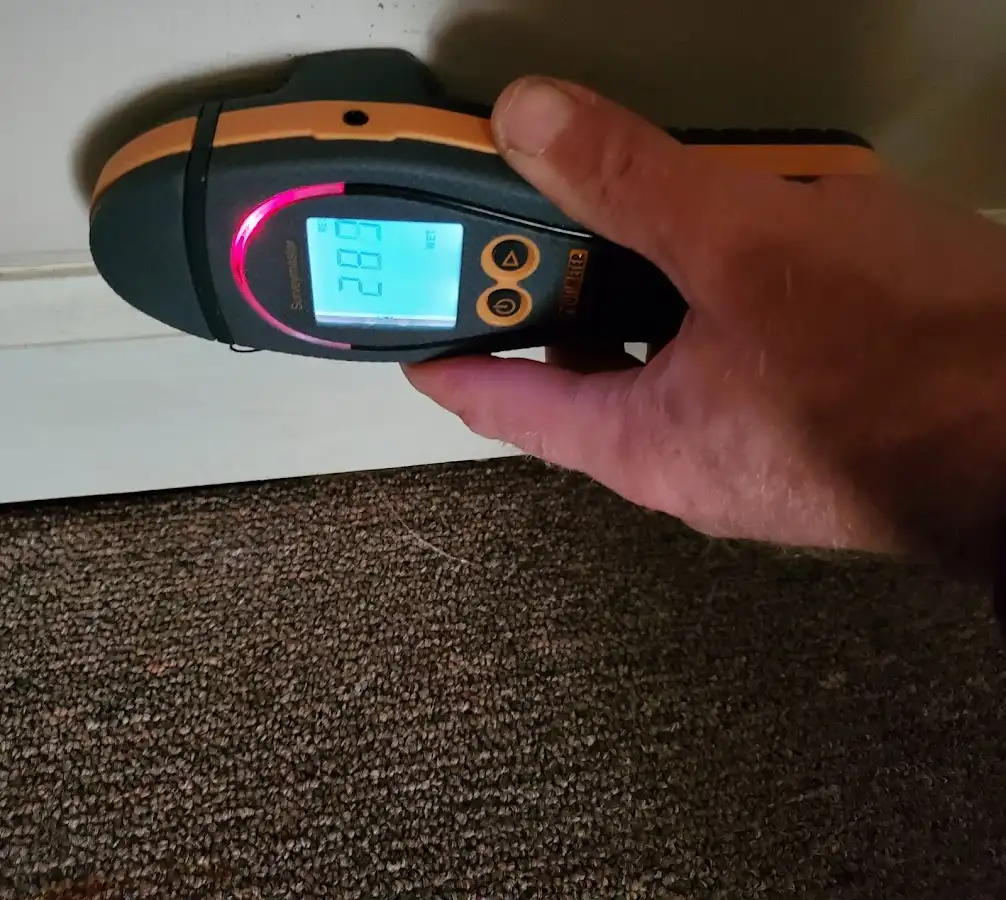 Moisture detection at baseboard during Sewage Cleanup & Sanitation in Piqua